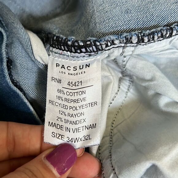 PacSun Light Stacked Skinny Mens Jeans 34x32 - Picture 9 of 13